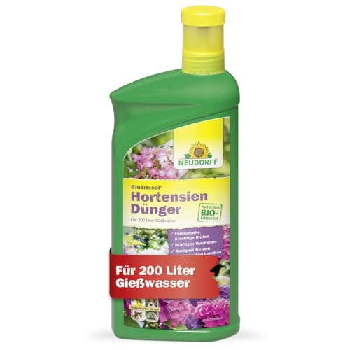 Neudorff BioTrissol HortensienDünger - Organischer Bio-Dünger für prächtige Blüten im Beet und Kübel, mit Extra Eisen und hohem Kaliumgehalt, 1 Liter, Grün