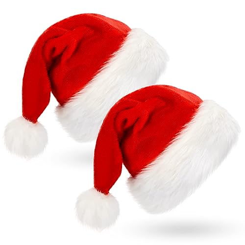 BOSONER Weihnachtsmütze Nikolausmütze Plüsche Weihnachtsmann Mütze: Rote Santa Mütze Warm Dicker Nikolaus Mütze - Weihnachtsmütze Erwachsene Weihnachtsmütze für Kinder - Familie Weihnachten