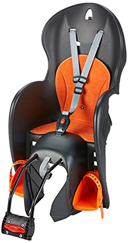 Prophete Fahrradkindersitz | Kindersitz für die Sattelrohrmonage | für Kinder zwischen 9 und 22 kg | grau orange