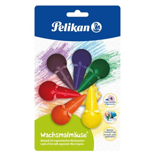 Pelikan 803328 Wachsmalmäuse farbig Sortiert 6er Blister, rot