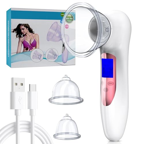 Vakuum Massagegerät, 2 Saugköpfe (12cm/7cm) zur Schröpf Massage, ABS Material, USB-C-Ladung, 3 Modi – zur Reduktion von Cellulite Anschein, Unterstützung der gesunden Durchblutung und Hautstraffung