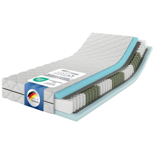 MSS e.K. MedicSpring 2-in-1 Taschenfederkern 180x200 | 2 Härtegrade in Einer Matratze H4 / H5 Federkernmatratze | Ergonomisch Designed und produziert in Deutschland 7 Zonen Oeko-TEX Zertifiziert