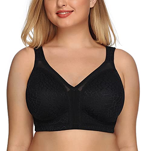 DotVol Damen Bügellos Komfort Große Größen Vollschalen Ohne Bügel Minimizer BH (95F, Schwarz)