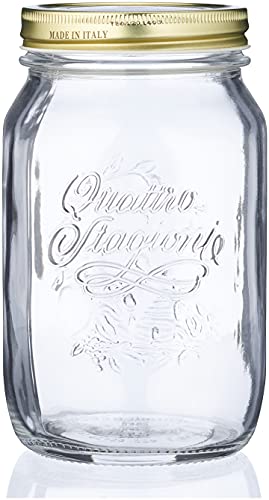 Einmachglas 1 Liter Quattro Stagioni 6er Set | 6 x Quattro Stagioni 1000ml von Bormioli Rocco, weiß