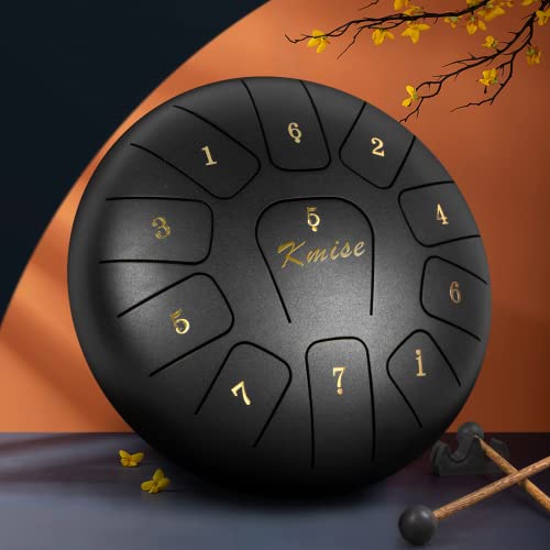 Zungentrommel, Tongue Drum Steel Kmise 10 Zoll 11 Noten - Stahlzungentrommel, Schlaginstrument mit Trommelschlägern Tragetasche Musikbuch