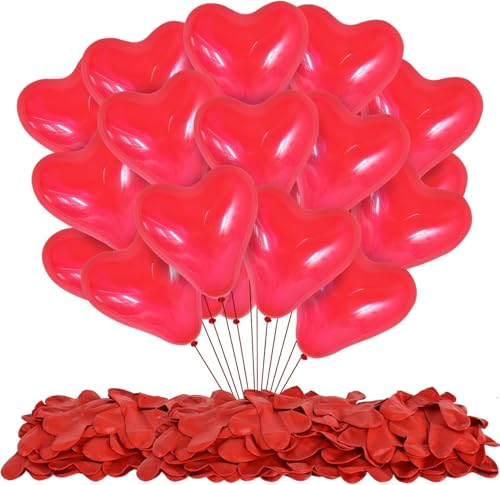 25 Luftballons * ROTE HERZEN * als Deko zur Hochzeit oder Jahrestag | für Luft und Ballongas, Ø 30cm | PREMIUM-QUALITÄT | Valentinstag Liebe Überraschung Trauung Vermählung Party Geburtstag