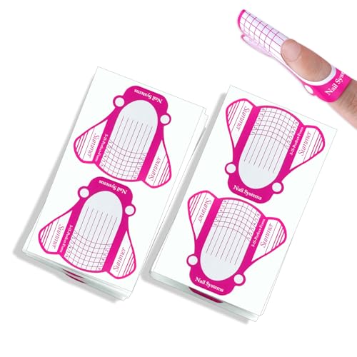 Hanyousheng Nagel Schablonen, 100 Stück Nagelform Guide, Modellier Schablone ​Selbstklebend, Aufkleber Nagelschablonen, für Gel Nägel, Nagel Verlängerung