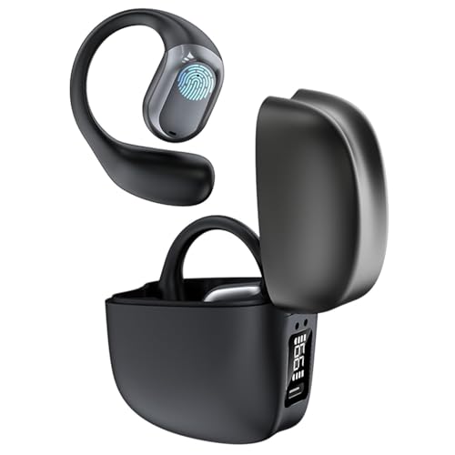 ZRUHIG Open Ear Kopfhörer, 48 Stunden Wiedergabe, Bluetooth Kopfhörer mit Ladecase und digitalem Display, Mikrofon, wasserdichte Sport kopfhörer für Laufen, Radfahren, Training