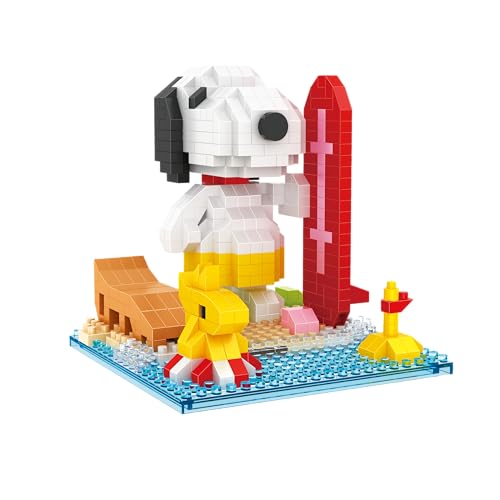 BlueBrixx Pro 107375 – Snoopy und Woodstock am Strand (Diamond Blocks) aus Klemmbausteinen mit 473 Bauelementen