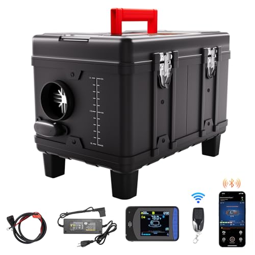 VEVOR 8 kW Dieselheizung 12 V /24 V All in One Diesel-Luftheizung, mit Bluetooth App Steuerung & Fernbedienung& Anzeigebildschirm & CO-Alarm, schnell aufheizende tragbare Dieselheizung für Fahrzeuge
