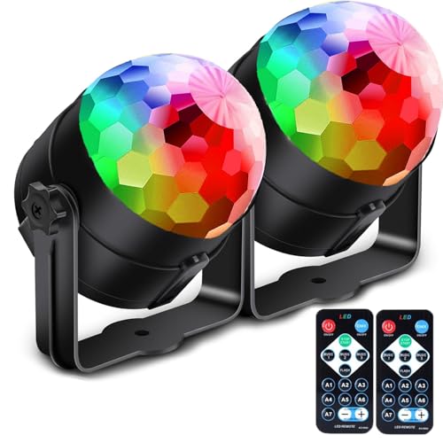 2er-Pack Discokugel Partylicht mit Fernbedienung, musikgesteuert, tragbar für draußen und drinnen, USB-Stecker, DJ Licht, Party Gadgets, Discolicht, Stroboskop-Bühnenlicht als Partybeleuchtung