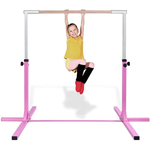 RELAX4LIFE Kinder Reck, Gymnastik Turnreck 12-stufig höhenverstellbar: 91 cm-150 cm, Turnstange mit stabilem Ständer und Doppelschlosssystem, belastbar bis zu 100 kg, aus Holz & Stahlgestell
