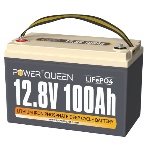 Power Queen 12,8 V 100 Ah LiFePO4 Lithium-Batterie, 1280Wh Lithium Akku mit 100 A BMS, 4000+ Ladezyklen, Unterstützung in Serie/Parallelschaltung, perfekt als Stromquelle für Wohnmobile, Boot