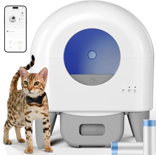 Selbstreinigende Katzentoilette 90L Automatische Katzenklo Geschlossen XXL Elektrisches Katzenklo Anti Pinch Self Cleaning Cat Litter Box Katzen Klo Automatisch für Mehrere Katzen (YT)