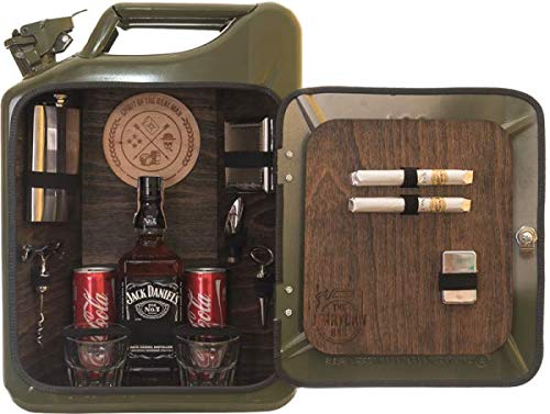 Die Männerbar für echte Kerle – Kanister als Männergeschenk/Männerhandtasche mit Menge Zubehör wie Flachmann, uvm. *Jerry Can* | Geburtstagsgeschenk | Vatertagsgeschenk