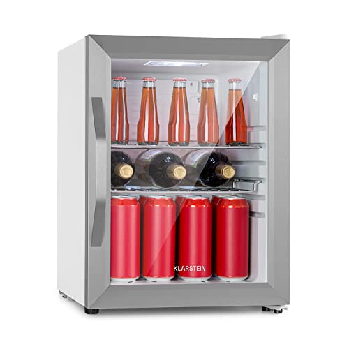Klarstein Beersafe Crystal White Bierkühlschrank, Getränkekühlschrank mit Glastür, Kühlschrank, Flaschenkühlschrank mit 33 Liter
