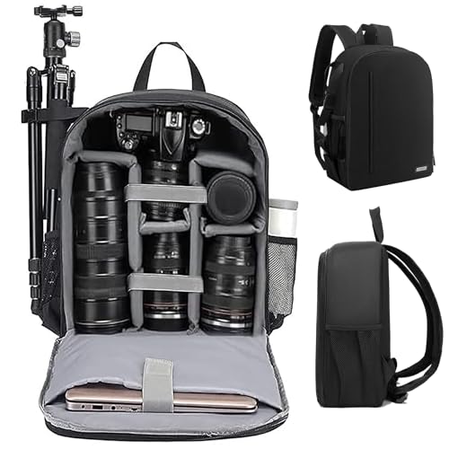 CADeN Kamerarucksack Camera Backpack Wasserabweisend Kameratasche Fototasche Kompatibel mit Sony Canon Nikon（Schwarz）