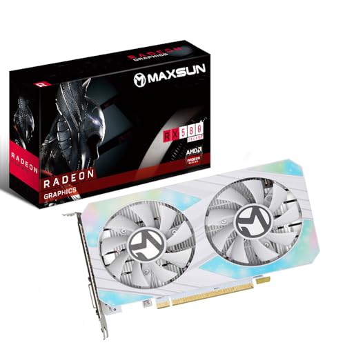 maxsun Grafikkarten AMD Radeon RX 580 8GB 2048SP GDDR5 Computer Video Grafikkarte GPU für PC Gaming 4K Dekodierung 256 Bit DirectX 12 DVI, HDMI, DisplayPort Multi-Monitore erweitern