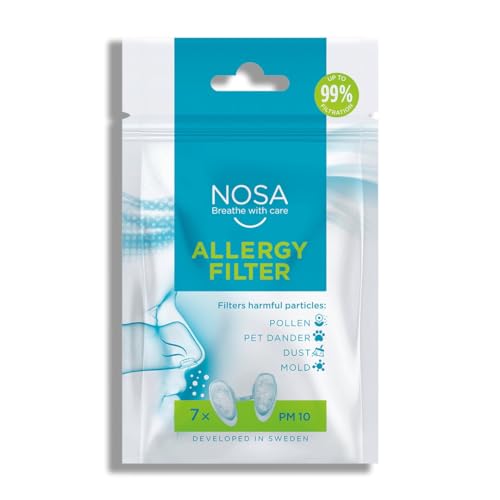 NOSA-Allergiefilter | Nasenfilter | Verhindert Pollen | Verhindert Allergien von Haustieren | Verhindert Staub | Verhindert Schimmel | 7er-Paket | Reduziert allergische Reaktionen