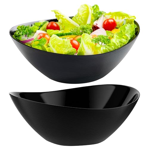 KONZEPT Salatschüsseln, Schwarzes 2er Set Schüsseln aus gehärtetem Opalglas, ideal als Suppenschalen oder Servierschüsseln
