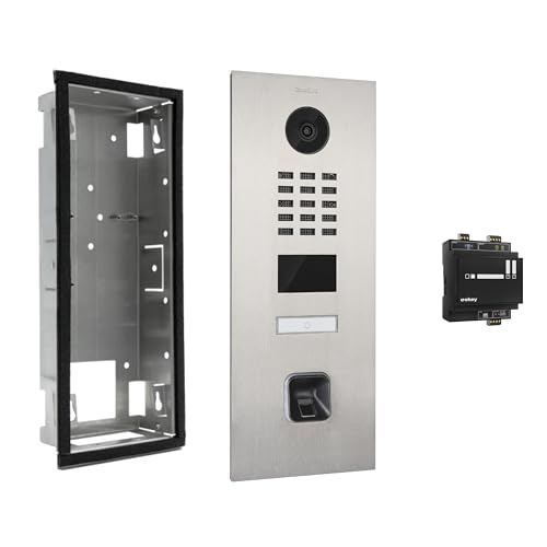 DoorBird D2101FV Türstation mit ekey sLine Fingerprint (Edelstahlgehäuse V4A, Unterputzgehäuse, Fingerprint, Controller), Video Sprechanlage mit Fingerprint zur Unterputzmontage, 15 W, 15 V, Edelstahl