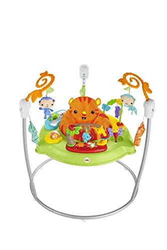 Fisher-Price CHM91 - Spielspaß Rainforest Jumperoo, mit Lichtern und Musik, höhenverstellbar, Babyspielzeug ab der Geburt