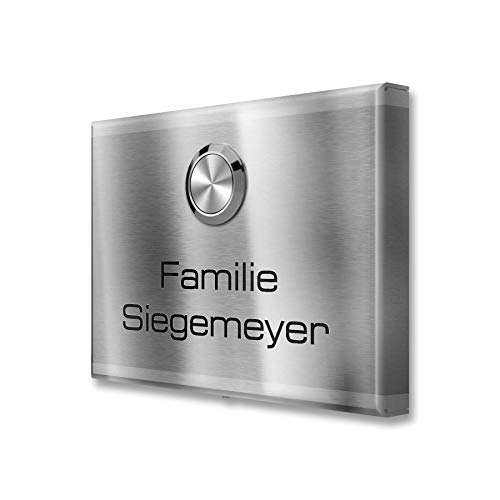 Metzler Funkklingel aus Edelstahl - Kabellos & UV-beständig - hohe Reichweite - Edelstahl Türklingel - Gravur optional (1 Taster)
