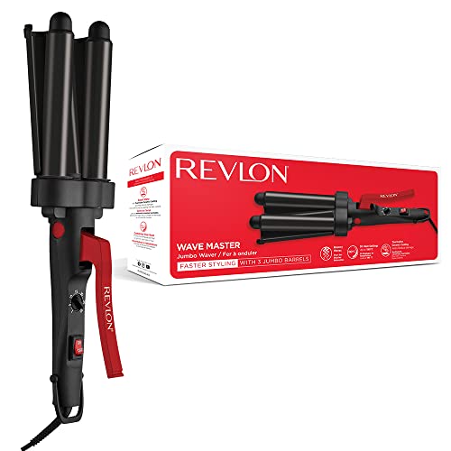 Revlon Hair Tools Revlon Wave Master Jumbo-Welleneisen (Design mit drei Jumbo-Stylingplatten, Turmalin-Keramikbeschichtung, 30 Temperatureinstellungen bis zu 190° C) RVIR3056UKE, Schwarz