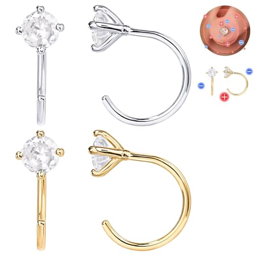 2 Paar Lymphatische Ohrringe Lymph Ohrringe Lymphvity Ohrringe Magnetische Ohrringe Magnet Ohrringe Damen Lymphity Ohrringe Lymphvity Magnetherapy für Frauen und Mädchen(Gold+Silber)