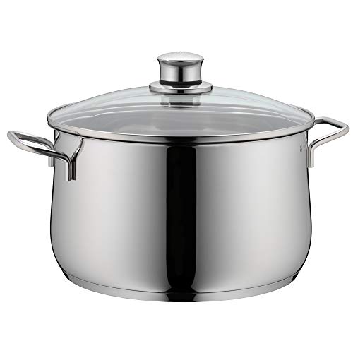 WMF Diadem Plus Kochtopf groß 24cm, Glasdeckel, Fleischtopf Induktion 6,5l, Cromargan Edelstahl poliert, unbeschichtet
