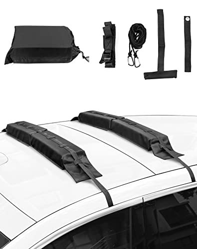 QWORK® Universal Dachträger Kit, Weiche Dachreling mit Befestigungsgurte für Kajak Surfbrett Kanu Snowboard Paddelbrett