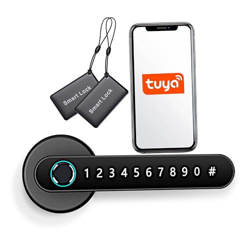 Türschloss Fingerabdruck, Smart Lock, Elektronisches Türschloss - Für Türen mit einer Stärke von 35-55 mm - smartes türschloss - Magnetkarte und App - Door Lock USB-aufladbarer