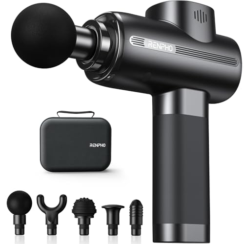 Massagepistole, RENPHO Massage Gun bis zu 3200U/min Massage Gun Massagegerät mit USB C Ladeanschluss zur Linderung von Muskelentspannung, Bestes Geschenk für Familie, Schwarz