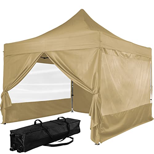INSTENT Alu-Pavillon 3 x 3 m Pro wasserdicht UV Schutz 50+, Champagner mit 4 Seitenteilen