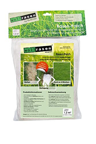 easygreen® - wollrasen® 1,20 m² | 1,20 x 1,00 Patch | Grassamen Matte | Alternative zum Rollrasen | 100% Biologisch abbaubare Rasensamenmatte | Stressfreies verlegen der Rasenmatte (1,2 m²)