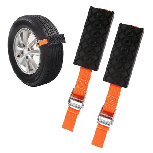 2 Stück Schneeketten Gummi, Anfahrhilfe Wohnmobil Rad-Reifenkette, Universal Schneeketten, Auto Sandbleche Offroad Traktionsmatte, Recovery Board Traktionshilfe Gripmatte, für Auto LKW SUV