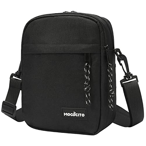 MOCOCITO Umhängetasche, Schultertasche für Herren, Kuriertasche aus Nylon, Messenger Bag für Tägliches Leben Reise(Groß-Schwarz)