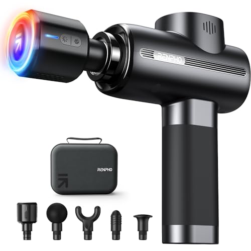Massagepistole Wärme und Kälte, RENPHO Thermacool Massagepistole Massage Gun mit Hitze Kälte Function, Muskel Massagegerät für Heimbüro-Workout, Ganzkörper Muskelmassage Entspannung