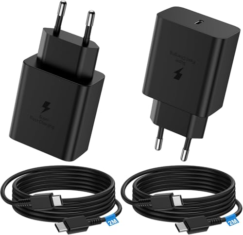 2er- Pack 25W USB C Ladegerät für iPhone 16 15, Super Fast Charger mit 2M Ladekabel Typ C zu C Handy Netzteil Adapter für iPhone 16 15 ProMax Plus/iPad, Samsung Galaxy, Huawei (schwarz)