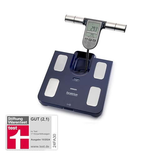 OMRON Ganzkörperanalyse-Personenwaage BF511, klinisch validiert, Körperwaage mit Hand-zu-Fuß-Messung - misst Körperfett, Gewicht, Viszeralfett, Skelettmuskelmasse, Kaloriengrundumsatz und BMI