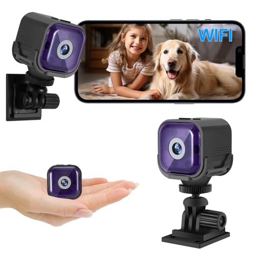 Vemfay Mini Kamera, 1080P HD WLAN überwachungskamera Innen, Kleine Kamera Live übertragung Handy Mit Lange Standby Akku Camera, Bewegungsmelder, Nachtsicht, Zwei-Wege-Sprechanlage