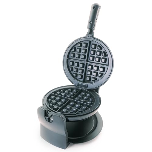 Korona 41004 drehbares Waffeleisen | Antihaftbeschichtung, Kontrollleuchte, Automatische Temperaturanpassung, Schwarz