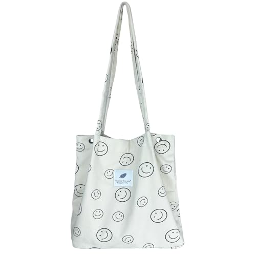Gentpovth Umhängetasche Damen Cord, Beige Handtasche, Shopper Groß Umhängetasche, Tote Bag mit Schnallen, Ultraleicht Umhängetasche für Schule, Alltag, Arbeit, Büro, Einkaufen und Reisen