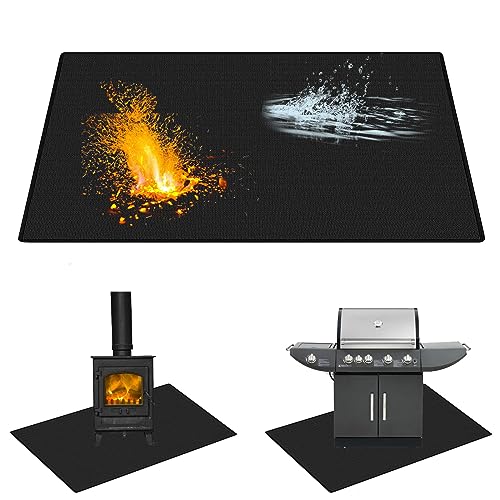 Leerweii Feuerfeste Unterlage 100 x 150 cm, Faltbare Grillmatte Bodenschutz Hitzebeständig bis 1800°F Hitzeschutzmatte Silikon-Glasfaser Grillteppich Bodenschutzmatte für Gasgrill Holzkohlegrill