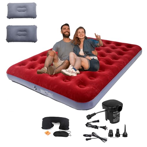 Icelus Doppel Aufblasbares Luftbett 204x 153 x 23 cm mit Luftpumpe,Campingmatratze Luftmatratze Aufblasbare Matratze Bett,Reisebett,Schlafunterlage für Zuhause und Reisen