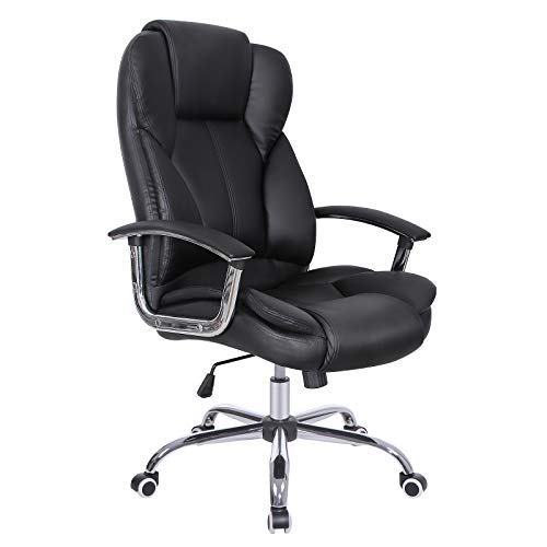 SONGMICS Bürostuhl Chefsessel Drehstuhl Computerstuhl Sitzhöhenverstellung office Stuhl Polsterung OBG57B, ‎schwarz