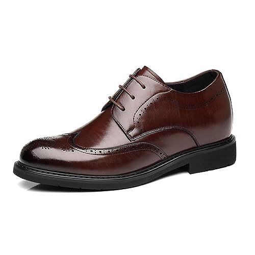 TUMAHE Beiläufige Aufzug Schuhe Für Männer, Höhe Erhöhen Kleid Schuhe Lace Up Unsichtbare Höhe Erhöhen Schuhe, 8Cm / 3,14 Zoll Höher,3.14inchs(8cm) Brown,41 EU