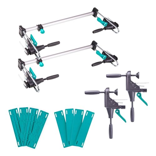 wolfcraft Türfutter-Montage-Set „PRO“ 12tlg. - Das Komplettset für die Montage von Türen inkl. Richtzwingen, Türfutterstreben und Ausgleichsunterlagen - 3679015