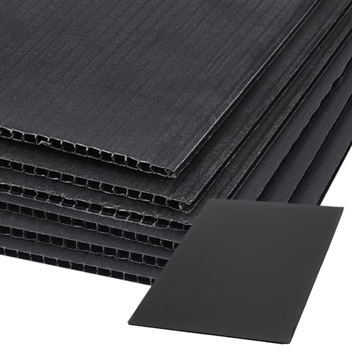 BENECREAT 10 Stück Schwarze Gewellte Kunststoffplatten, 30x20cm Große Stabile Blanko-Hofschilder, 3 mm Dickes Wasserdichtes Schild Für Hausverkaufsschilder, Rasenschilder, Werbung