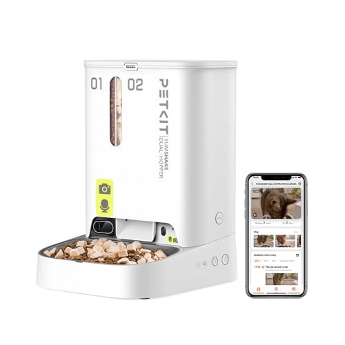 PETKIT Futterautomat Katze 2 Näpfe Mit Kamera, Futterautomat Katze,5L Katzen Futterautomaten,Automatischer Futterspender für Katze und Hund,KI Funktion,1-10 Mahlzeiten/Tag, 1-30 Portionen